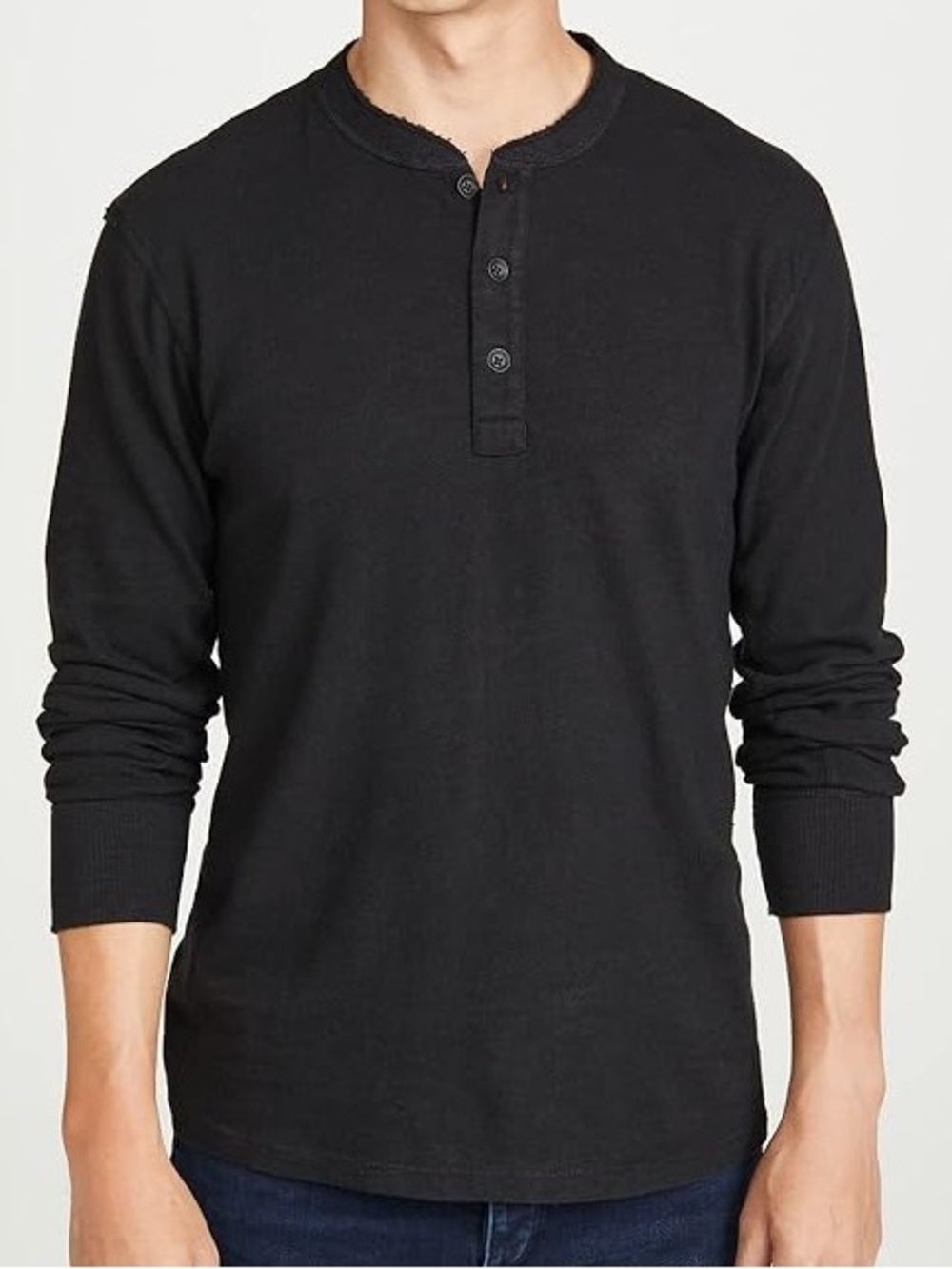 RAG & BONE Black Classic Slub Henley Size Small